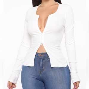 NWOT Fashion Nova White Long Sleeve With Zippers